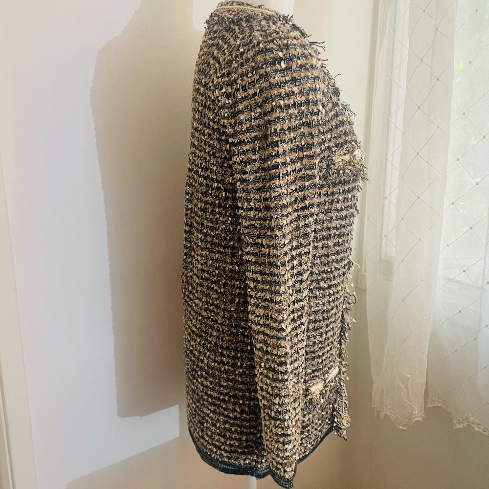 Beulah Style S/M inspired tweed long cardigan. With chain detail & more - Picture 9 of 10